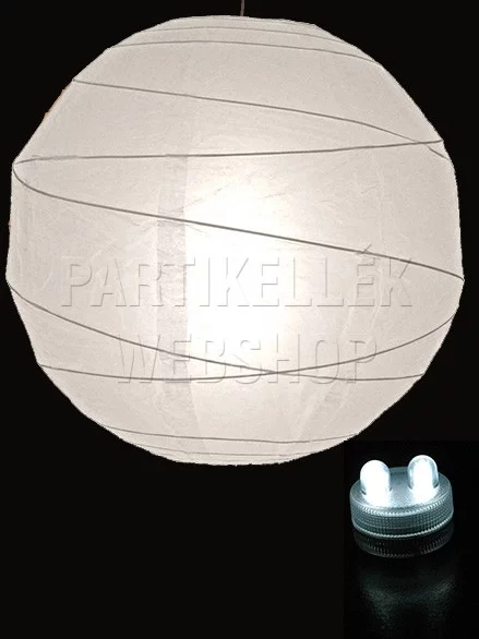 Papír lampion 45 cm szabálytalan bordázatú - fehér - Image 2