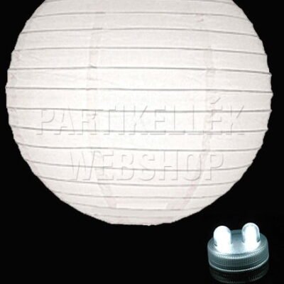 Papír lampion szabályos bordázatú (30 cm) - fehér