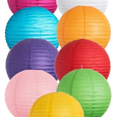 Papír lampion csomag szabályos bordázatú vegyes színekben