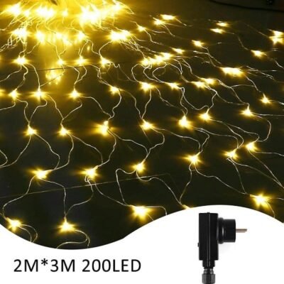 LED-es sorolható fényháló, meleg fehér 3x2m (200 LED)