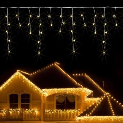 10 m 400 led Kül- és beltéren használható 400 LED izzóból álló jégcsap fényfüzér, közvetlen 230 V-os csatlakozóval. VILÁGÍTÁSI MÓDOK 8 világító mód: pl. fel-felvillanó, villogó, halványodó, hullámzó és folyamatos. A jégcsap fényfüzér vezérlése egyszerű, gombnyomással változtathatók a funkciók.