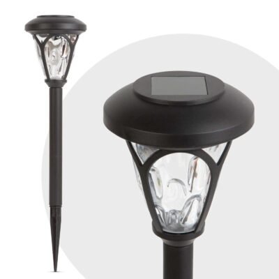 LED-es szolár lámpa - leszúrható, mintás plexivel - fekete