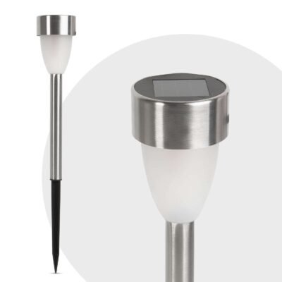 LED-es szolár lámpa - leszúrható - hidegfehér, fém - 370 mm