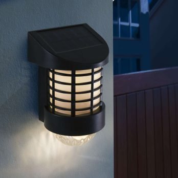 LED-es szolár fali lámpa - melegfehér - fekete - műanyag