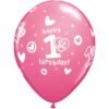1. szülinapos lufi szett pink 28 cm - 25 db
