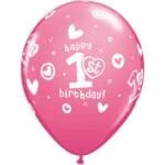 1. szülinapos lufi szett  pink 28 cm - 25 db