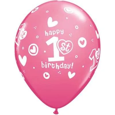 1. szülinapos lufi szett  pink 28 cm - 25 db