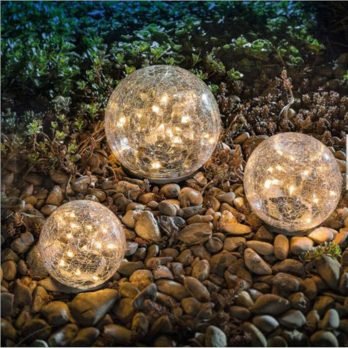 Napelemes leszúrható üveg szolár gömblámpa – prémium