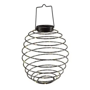 Napelemes spirál lampion – 22 cm – fekete