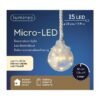 Prémium micro LED karácsonyi gömbdísz pamut kötéllel – 10 cm, 15 LED