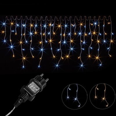 LED jégcsap fényfüzér 5m hideg – meleg fehér 5m (200 LED)