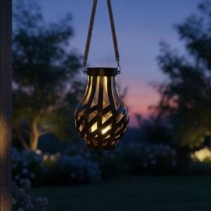 szolár fém lampion napelemes kerti lámpa