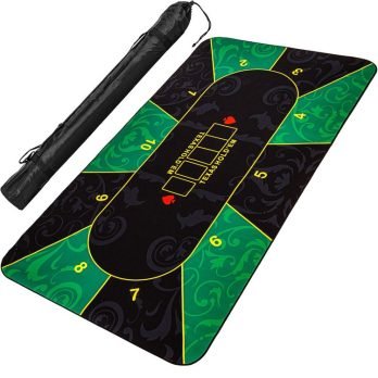 GAMES PLANET XXL póker szőnyeg 160 x 80 méretben (vastagság 0,3 cm) Első: 100% víztaszító poliamid – kellemesen puha és sima anyag