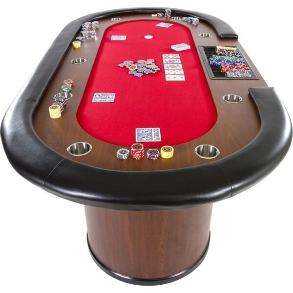 Pókerasztal Casino, 9 személyes, 213 x 106 x 75cm, piros