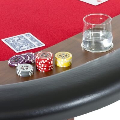 Pókerasztal Casino, 9 személyes, 213 x 106 x 75cm, piros