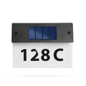 Szolár házszámfény – átlátszó plexi – hidegfehér LED – 18 x 20 cm