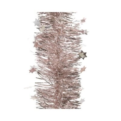 Fenyő girland csillagokkal, pink, 270 x 10 cm