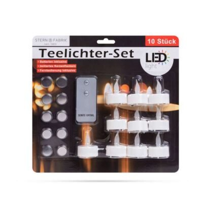LED teamécses szett távirányítóval, fehér, 10 db/bliszter
