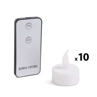 LED teamécses szett távirányítóval, fehér, 10 db/bliszter