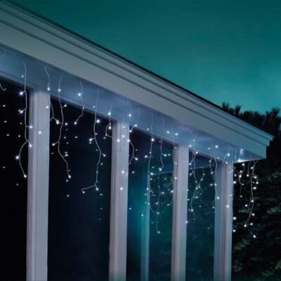 elemes kültéri fényfüggöny, jégcsap fényfüzér 7m 192 led hideg fehér