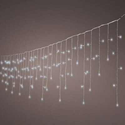LED kültéri jégcsap fényfüggöny hideg fehér, 8 funkció, 20m (490 LED)