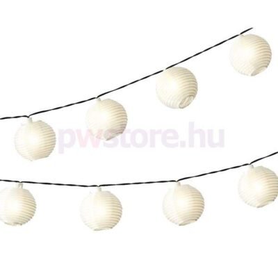 Kültéri hálózatos lampionfüzér fehér 9,5m, 20 LED