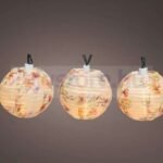 Napelemes lampionfüzér színes (10 virágmintás lampion, 10 meleg fehér LED) V