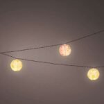 Napelemes lampionfüzér (10 mintás lampion, 10 meleg fehér LED)