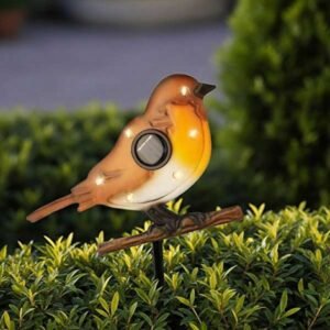 Napelemes madárka 18 x 13 cm narancs