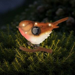 Napelemes madárka 18 x 13 cm piros