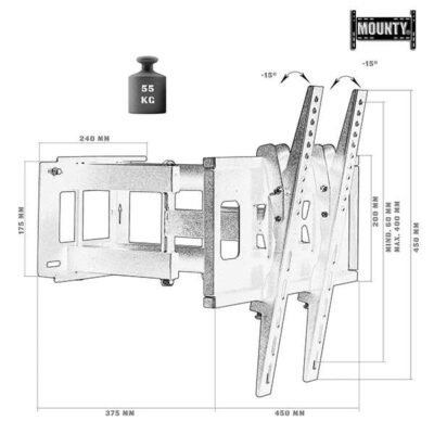 TV tartó konzol VESA 55 kg 32”-86” méret 4