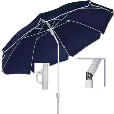 A 160 cm méretű STILISTA® dönthető napernyő 140g/m² erős poliészterből készült, gyorsan, egyszerűen nyitható és zárható,