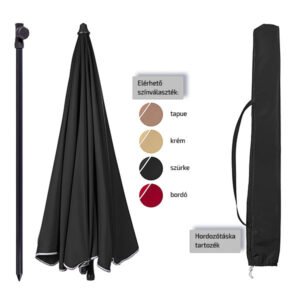 A 200 cm méretű STILISTA® dönthető napernyő 160g/m² erős poliészterből készült, gyorsan, egyszerűen nyitható és zárható, hordtáskával együtt szállítjuk. A szabályozható esernyődőlésnek köszönhetően az árnyékolás mértéke egyszerűen beállítható.