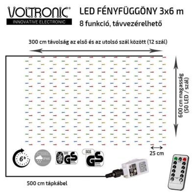 Fényfüggöny energiatakarékos LED izzóból áll, kül- és beltéren egyaránt használható , közvetlen 230 V-os csatlakozóval. Lenyűgöző hangulatot teremt a teraszra, a kertbe vagy a ház falára helyezve.