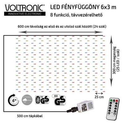 Fényfüggöny energiatakarékos LED izzóból áll, kül- és beltéren egyaránt használható , közvetlen 230 V-os csatlakozóval. Lenyűgöző hangulatot teremt a teraszra, a kertbe vagy a ház falára helyezve.