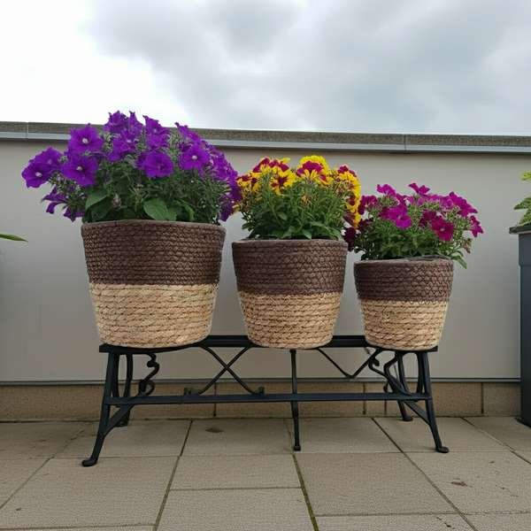 Kaspó szett, barna, fonott, 3 db/csomag - Image 2