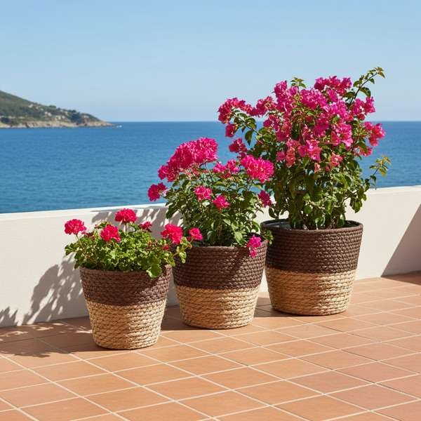 kaspó készlet fonott kültéri