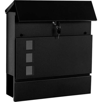 fali postaláda fekete fém 37x37x10