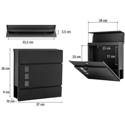 fali postaláda antracit fém 37x37x10