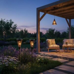 Napelemes függőlámpa szett, fekete