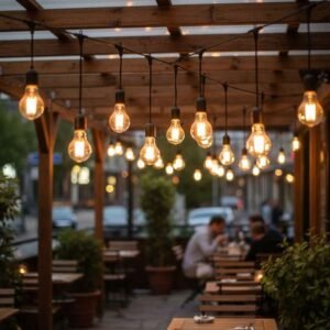 Kültéri LED fényfüzér villanykörte izzókkal 9,5 m, 20 izzó, L, kiegészítő szett